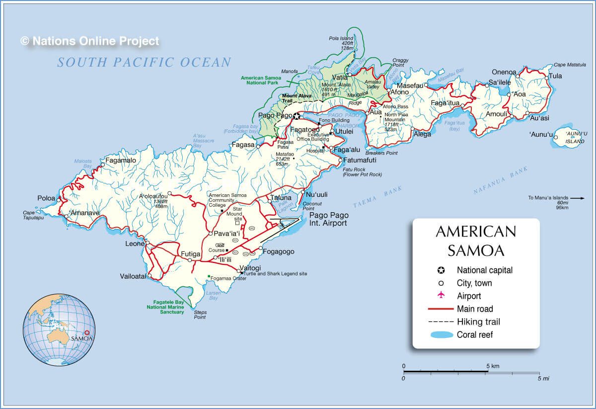 tutuila island map American Samoa